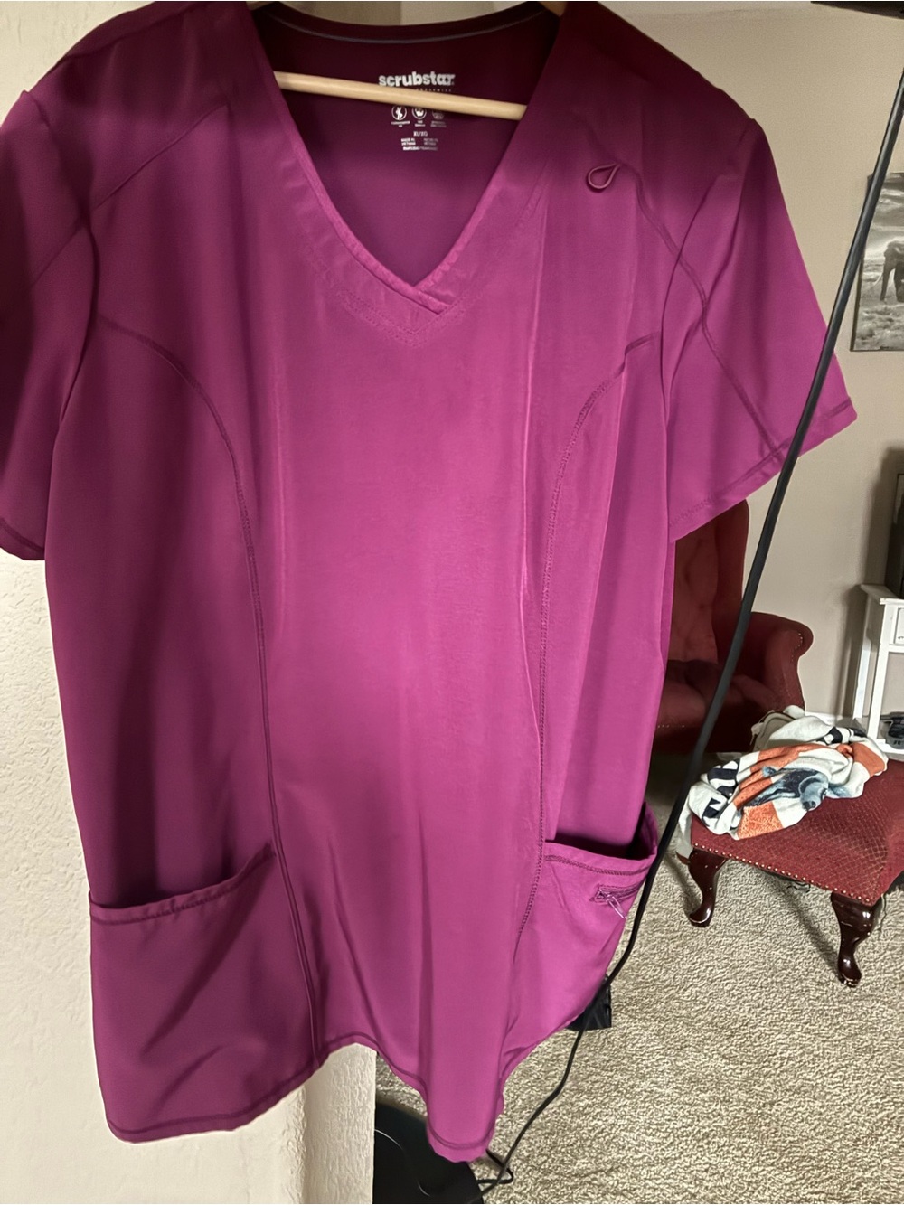 Scrubstar Women's V-Neck Top in Magenta